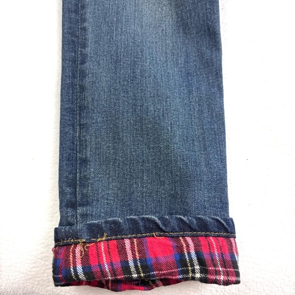 NWT Nordstrom Black Label Distress Red/Black Buffalo Plaid Patch Skinny Jean 27 - Picture 5 of 16